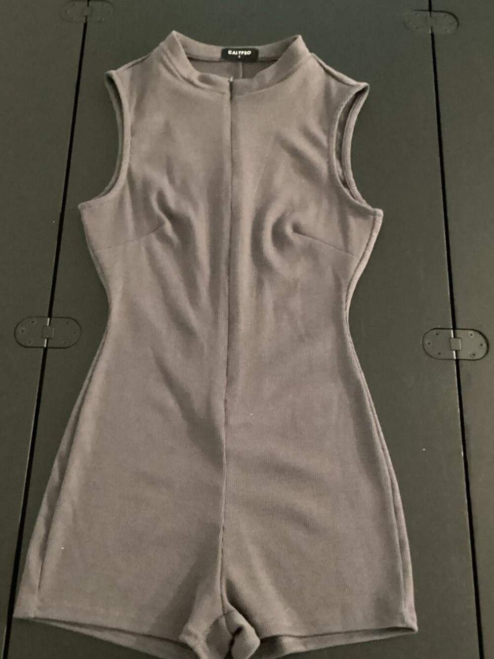 Calypso Gray High Neck Zip-front Romper – Small